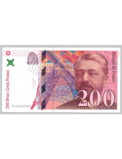 FRANCE 200 FRANCS EIFFEL 1995 Alphabet N 0027 SUP