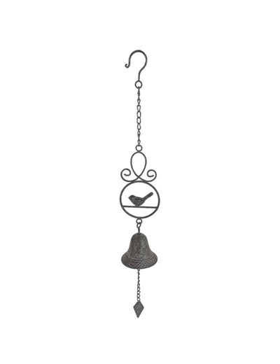 Cloche suspendre oiseaux fonte 10x10x74cm