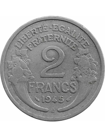 FRANCE 2 FRANCS MORLON ALU 1945 B TB