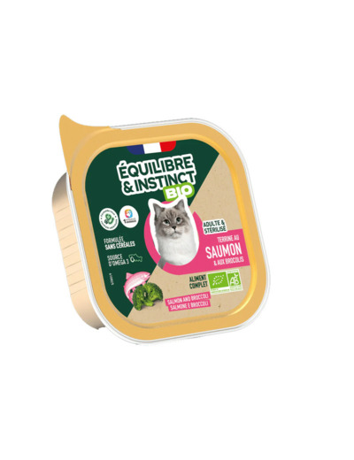 Équilibre & Instinct, Terrine BIO au saumon et aux brocolis  - 85g