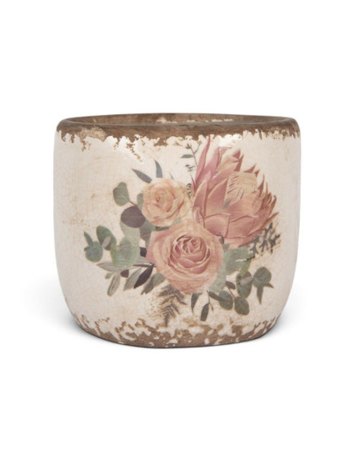 Pot de fleurs céramique roses anciennes 11x10cm