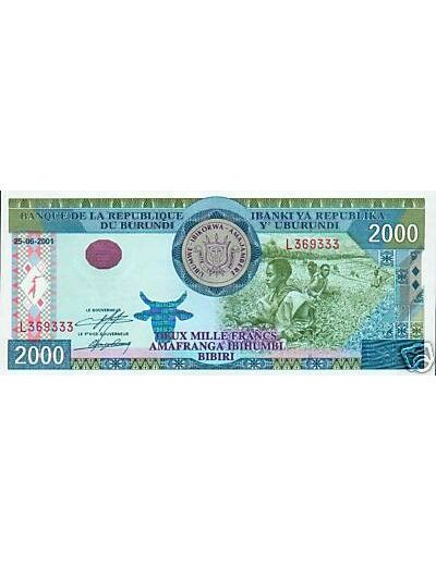 BURUNDI 2000 FRANCS 25/06/2001 NEUF