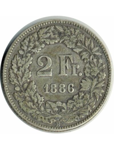 SUISSE 2 FRANCS 1886 B TB+ N3