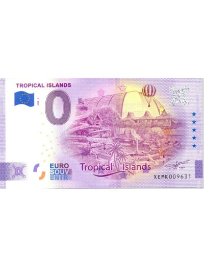 ALLEMAGNE 2020-2 TROPICAL ISLAND VERSION ANNIVERSAIRE BILLET SOUVENIR 0 EURO