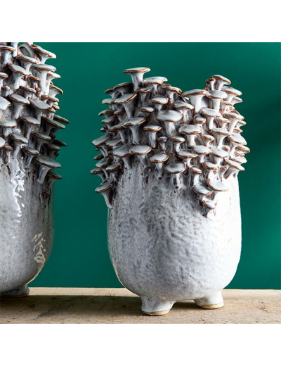 Vase Champignons bleu gris céramique 21x21x32cm