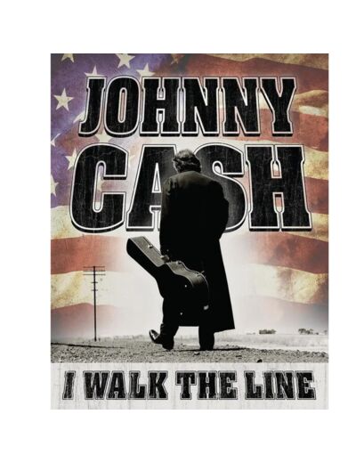 Plaque métal - Jonny Cash - I Walk The LIne - 31,5x40.