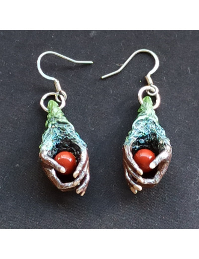 Boucles d'oreilles Graine d'amour et leurs Jaspe rouge