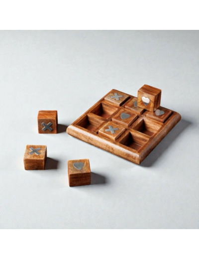 Jeu oxo love en bois de manguier 4x18x18cm