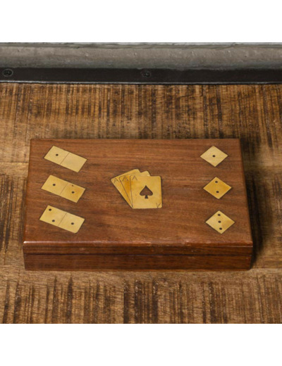 Boîte de jeux 3 en 1 détails laiton 25x4x12cm