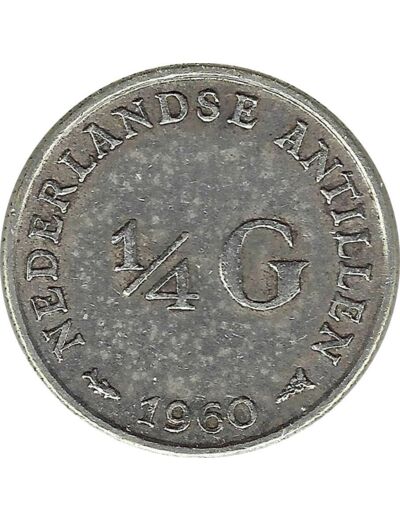 ANTILLES HOLLANDAISES NEERLANDAISES 1/4 GULDEN 1960 TTB