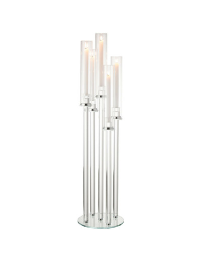 Chandelier 5 colonnes verre transparent 100x25x25cm