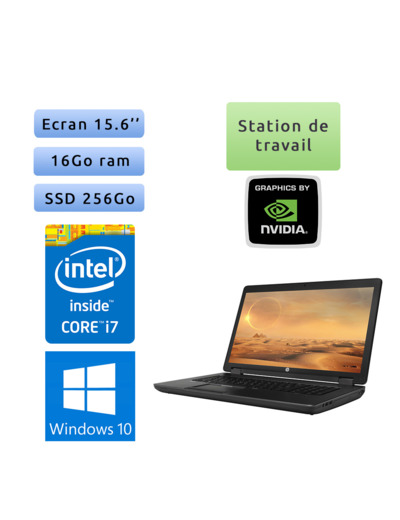 HP Zbook 15 G2 - Windows 10 - i7 16Go 256Go SSD - 15.6 - Webcam - K1100M - Station de Travail Mobile PC