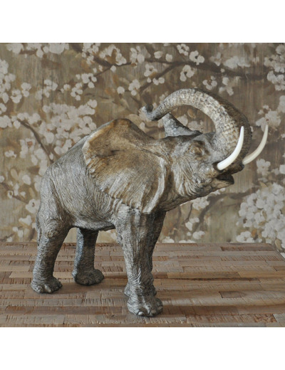 Statuette éléphant gris résiné 38x20x30cm