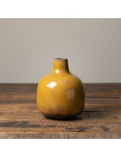 Vase céramique moutarde 13x11cm