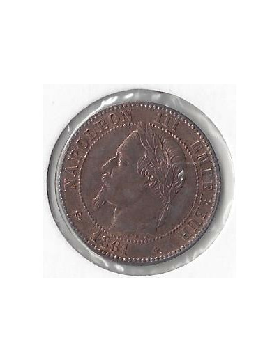 FRANCE 2 CENTIMES NAPOLEON III 1861 BB sous 8 SUP/NC