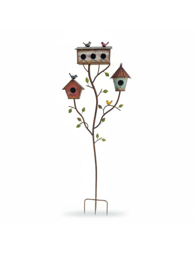 Nichoir oiseaux multicolore fer 49x15x144cm