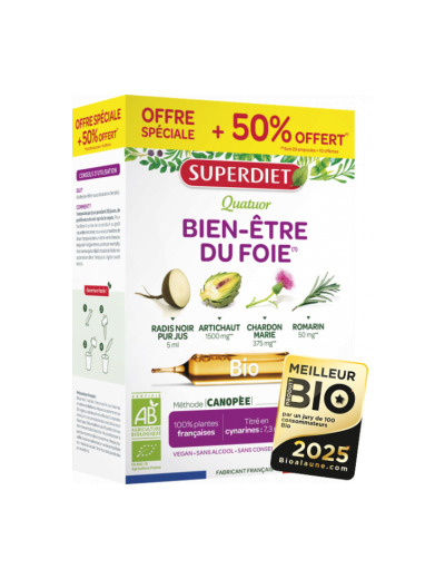 Quatuor Bien être du foie 20 ampoules + 10 offertes