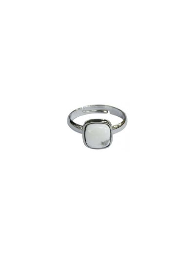 Bague carrée ajustable Howlite blanche