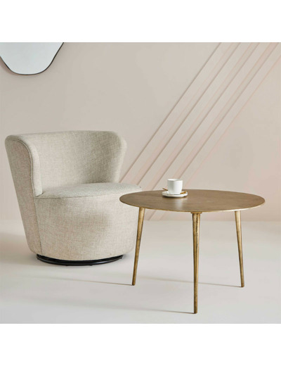 Table basse Moon en aluminium Dorée 68x46x68cm