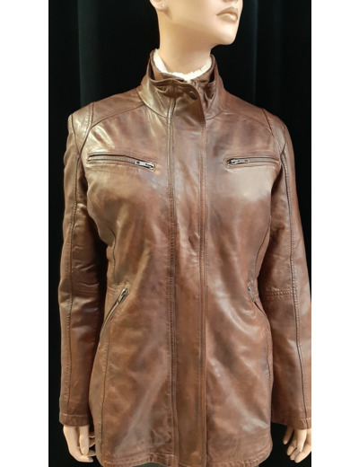 GALIA 4141 Veste femme cuir cognac