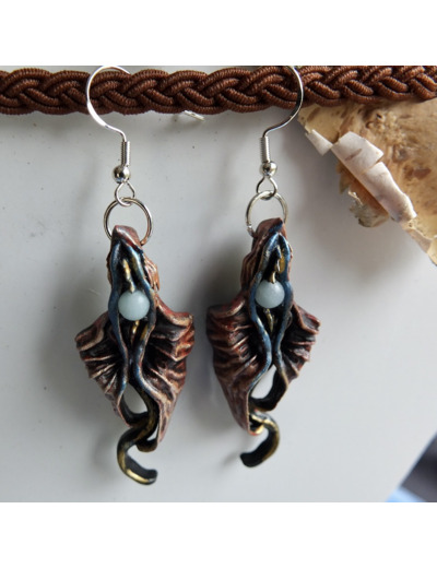 Boucles d'oreilles "Le vol du dragon" pierre naturelle Amazonite