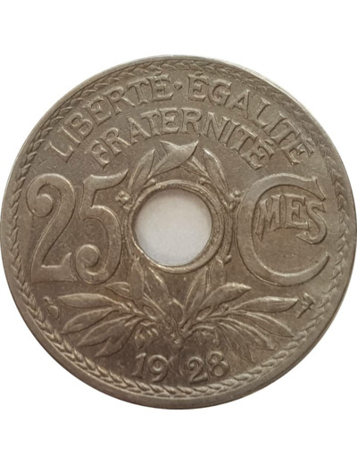 FRANCE 25 CENTIMES LINDAUER 1928 TTB (G380)