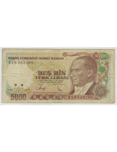 TURQUIE 5000 LIRA 1970 (1985) SERIE E18 TB+