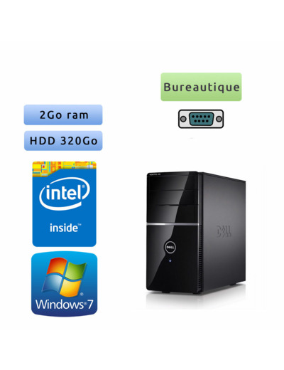 Dell Vostro 220 - Windows 7 - 1.9Ghz 2Go 320Go - port Serie - Pc Tour Bureautique Ordinateur