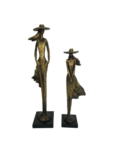 Set 2 dames à chapeau en résine 36cm/45cm