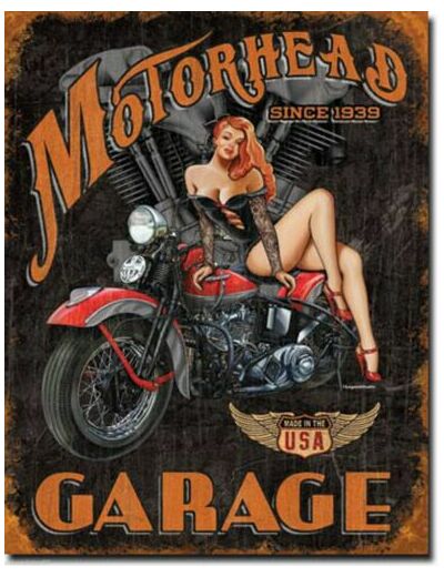 Plaque métal - Motorhead since 1939 - 40 x 31.5 cm - Décoration Vintage et Pin Up.