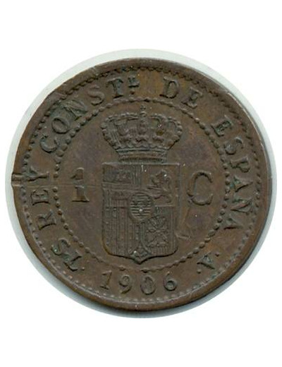 ESPAGNE 1 CENTIMO 1906 SLV ALFONSO XIII SUP- (W726)