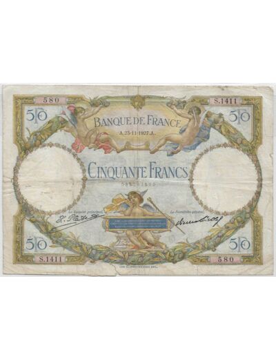FRANCE 50 FRANCS L.O. MERSON SERIE S.1411 23-11-1927 TB