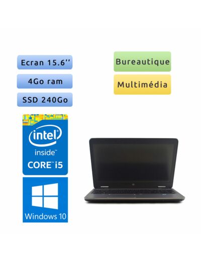 HP ProBook 650 G2 - Windows 10 - i5 4Go 240Go SSD - 15.6 - Webcam - Grade B - Ordinateur Portable PC