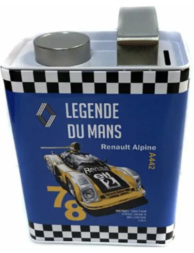 Tirelire métal Bidon Renault Alpine, Legende Du Mans - 12 x 15 x 7.5 cm