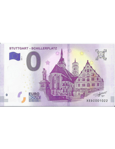 ALLEMAGNE 2018-1 STUTTGART SCHILLERPLATZ BILLET SOUVENIR 0 EURO TOURISTIQUE