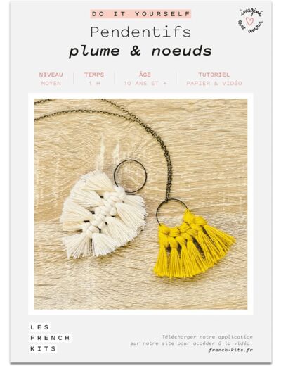 French Kits - DIY - Pendentifs - Plume & Noeuds K-0028 Multicolore