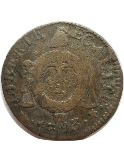 FRANCE 1 SOL AUX BALANCES 1793 W (Lille) 11gr74 B+