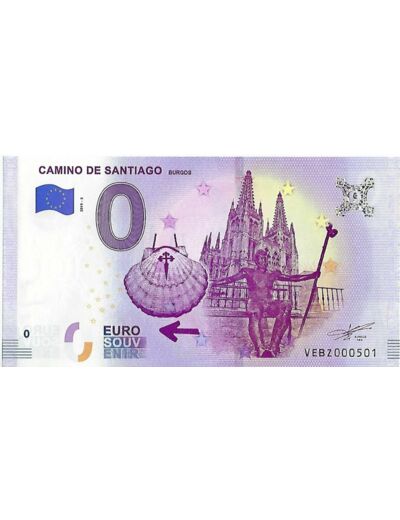 ESPAGNE 2019-2 CAMINO DE SANTIAGO BURGOS BILLET SOUVENIR 0 EURO TOURISTIQUE NEUF