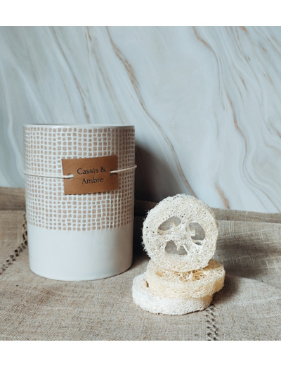 Éponge de bain naturelle en luffa – Rondelle porte-savon.