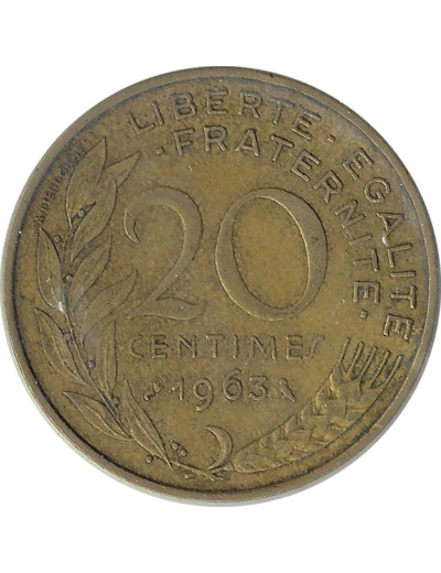 FRANCE 20 CENTIMES LAGRIFFOUL 1963 TB+