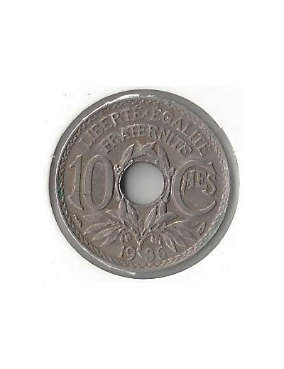 FRANCE 10 CENTIMES LINDAUER 1936 TTB