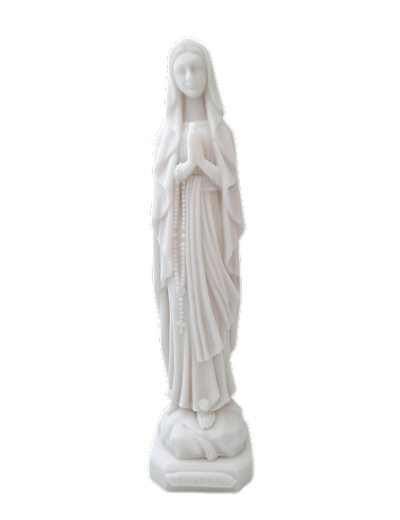 ND de Lourdes- Statue en albâtre 20cm -Blanche