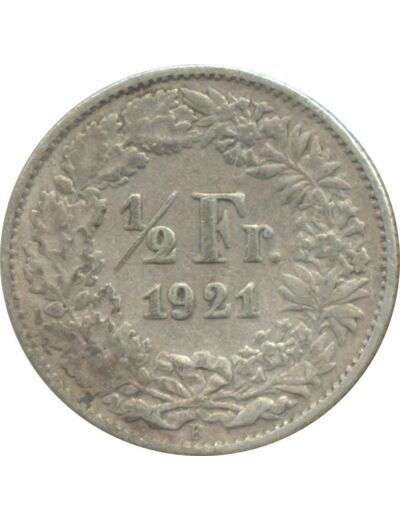 SUISSE 1/2 FRANC 1921 B TTB N1