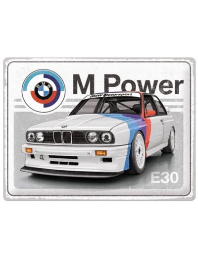 Plaque métal rétro BMW, M Power E30 - NA23352 - 40 x 30 cm