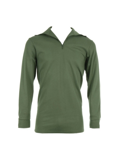 Chemise kaki en coton, col zip, idéale sur le terrain et en bivouac