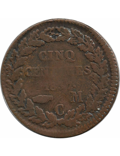 MONACO 5 CENTIMES 1837 MC TB-