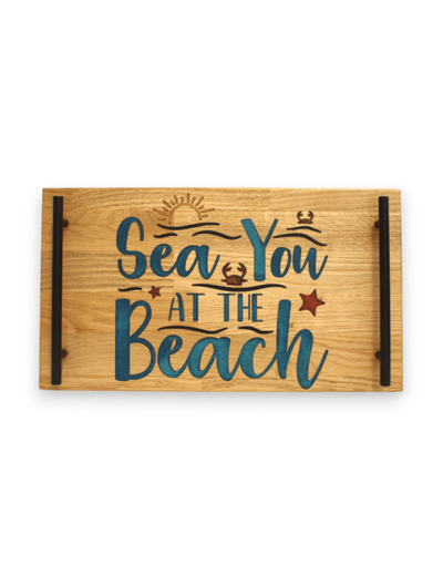 Sea You at the Beach - Plateau en bois et résine époxy