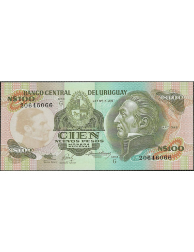 URUGUAY 100 NOUVEAUX PESOS non daté (1989) SERIE G NEUF W62a