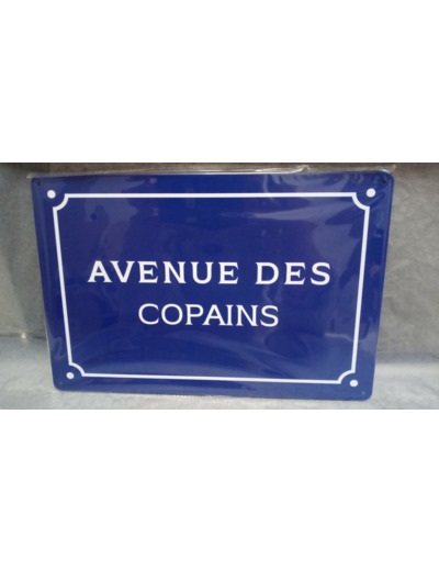 Plaque métal vintage - Avenue des copains - 20 x 30 cm