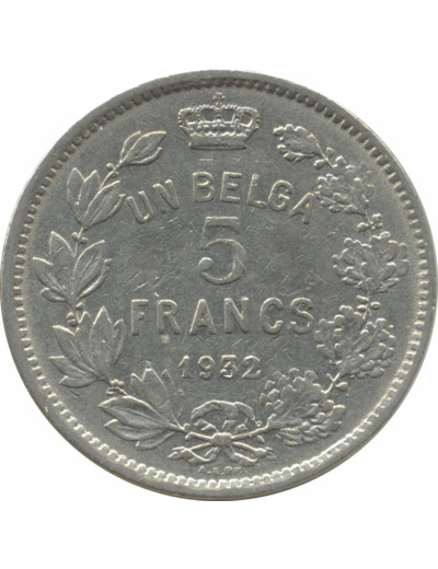 BELGIQUE 5 FRANK (5 FRANCS) 1932 FL TTB-